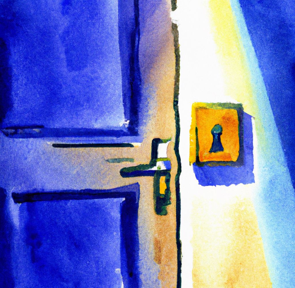 watercolor door with turnkey lock